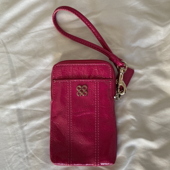 Coach Handbags - Little Coach cell purse hot pink wristlet like new has coach tag card slots